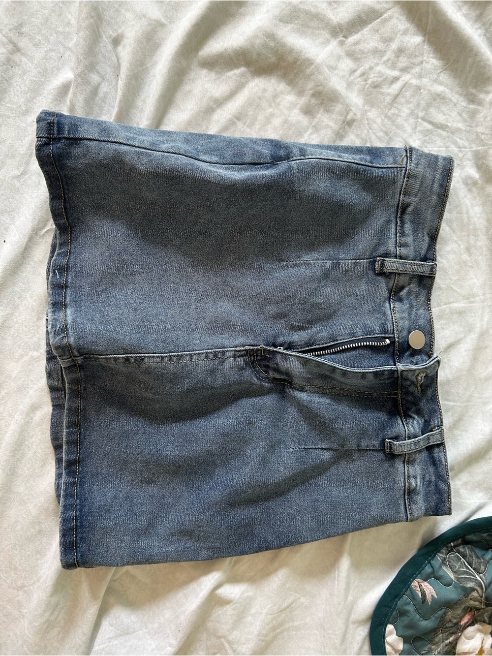 J. Crew Dark Blue Denim Mini Skirt with Front Zip